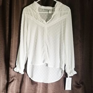 NWT, New Direction Sheer Dot Textured Blouse